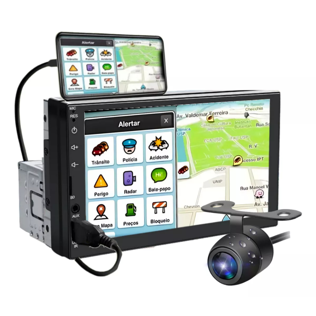 Central Multimídia Mp5 Tela 7" 1 Din Ultra Slim Tay Tech Mp8