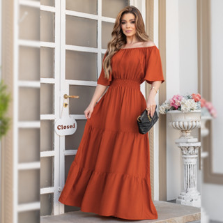 Vestido Longo Ciganinha Moda Social Evangélica Elegante Luxo Festa