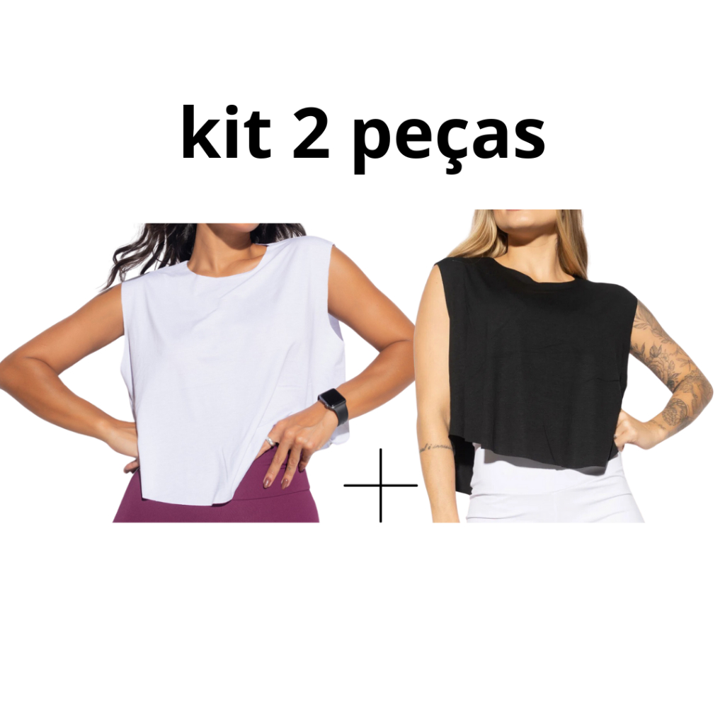 kit 2 croppeds fitness academia básico beach tennis uv50+ em Oferta na Shopee