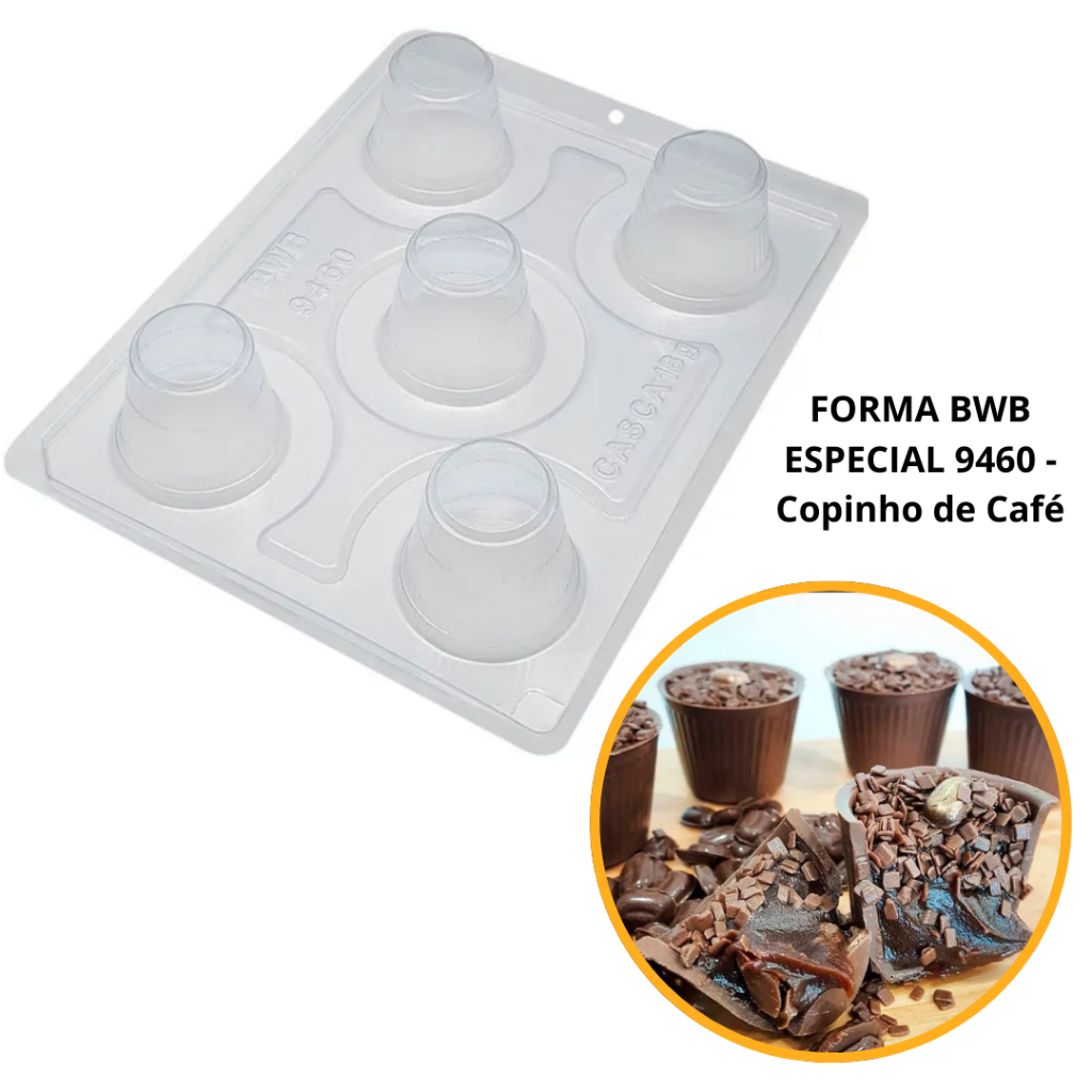1~4 Forma para chocolate bwb com silicone (3 partes) 9460 - Copinho de Café  56g (CHOCO) em Oferta na Shopee
