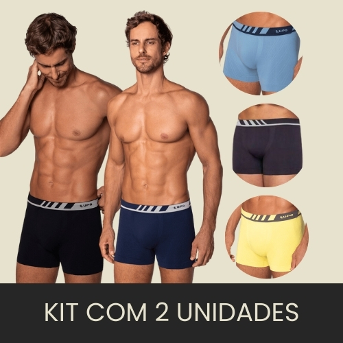 Kit 2 Cuecas Lupo Boxer Short Microfibra Original Poliamida Elastano Confortável