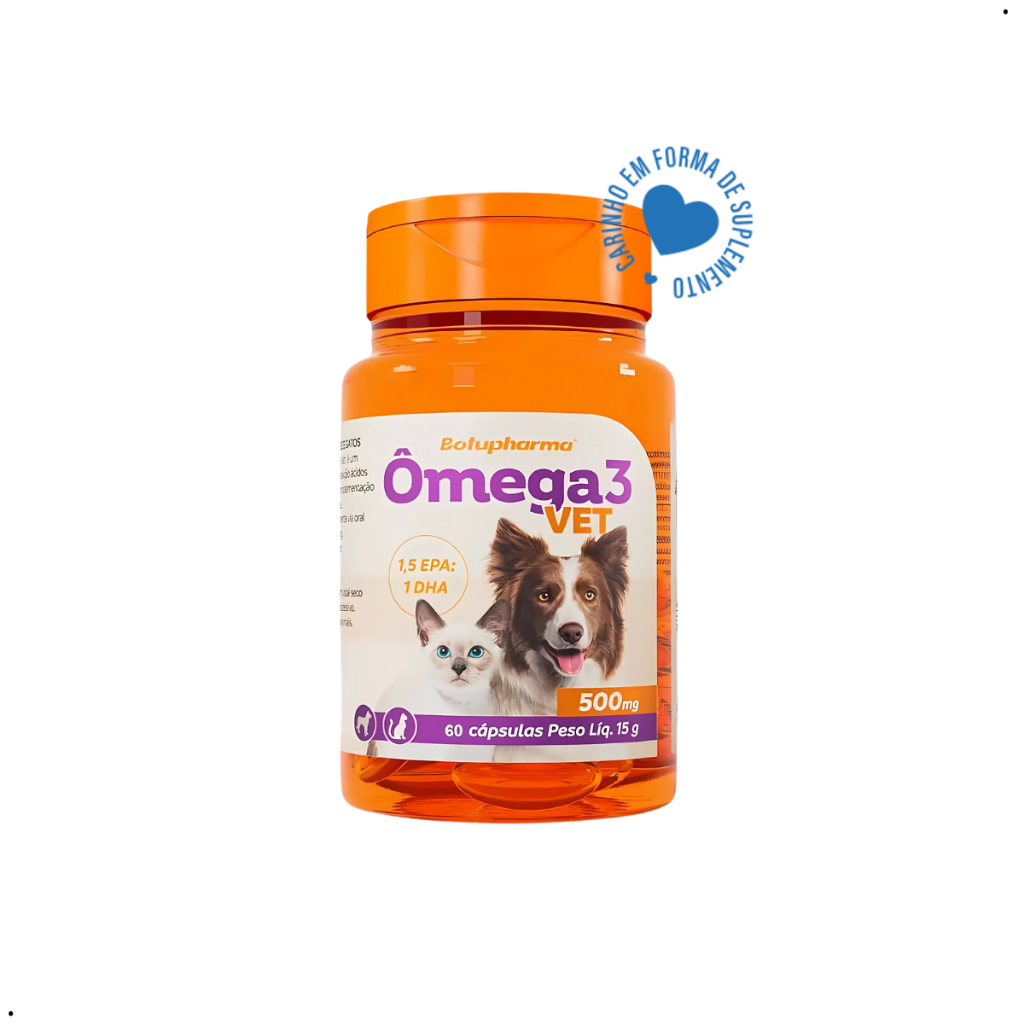 Ômega 3 Vet 500mg Botupharma Pet - 60 Cápsulas Cães e Gatos