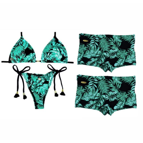 Kit família biquíni adulto + sunga adulto pai + sunga filho juvenil/adulto