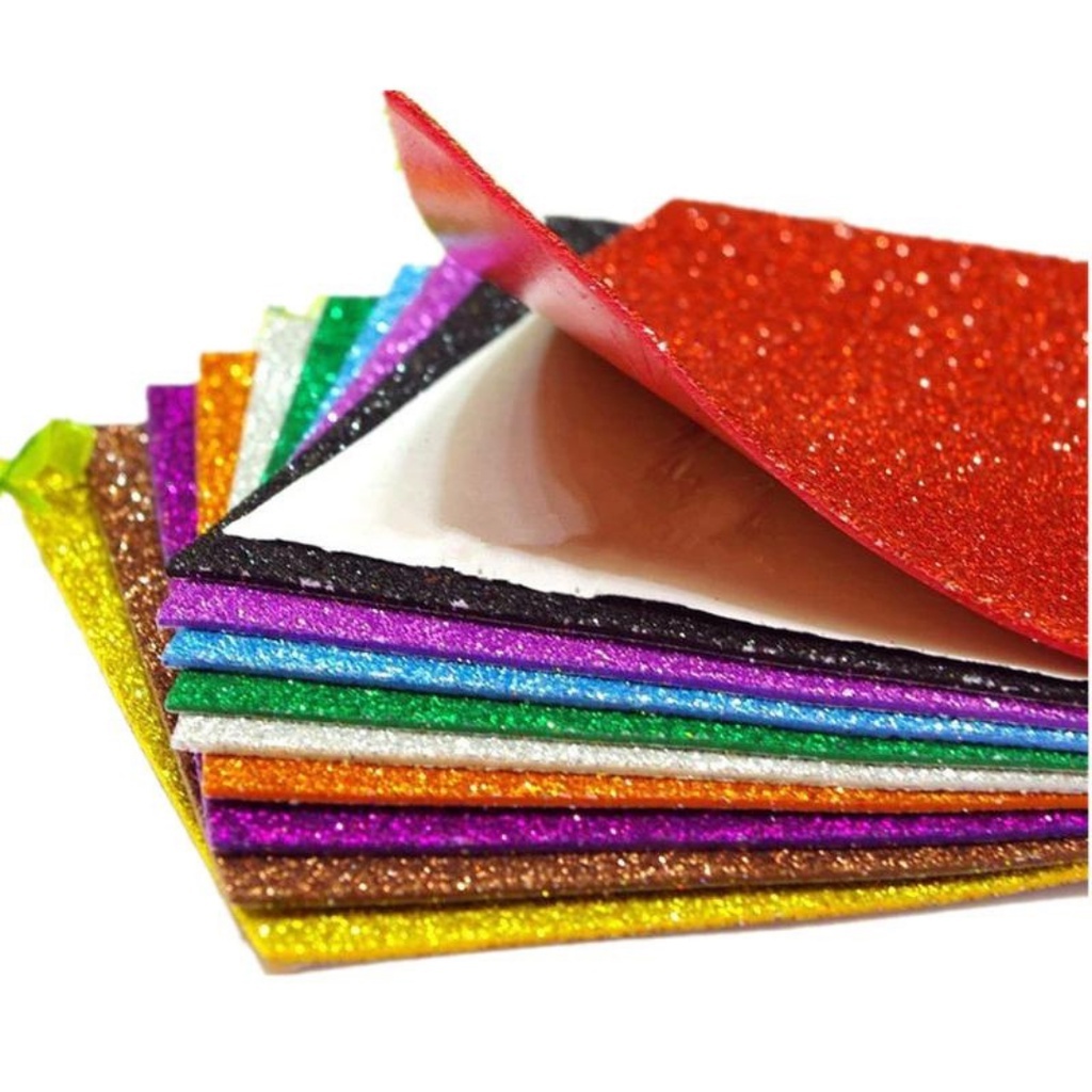 Placas de EVA com Glitter Colorido 40x60cm ou 48x40cm 5 unidades LeoArte Leonora