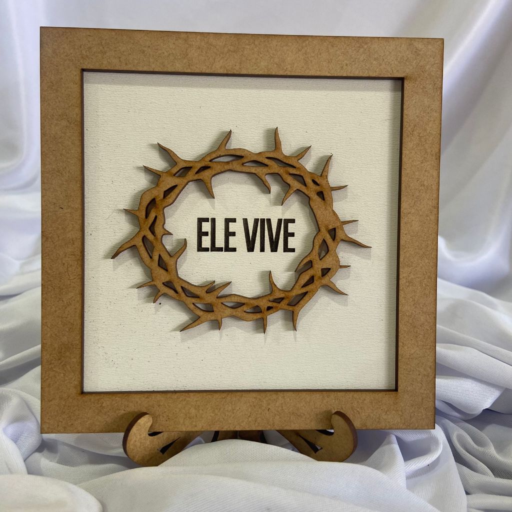 Placa Ele Vive Sobreposta MDF Com Pezinho para suporte em Oferta na Shopee