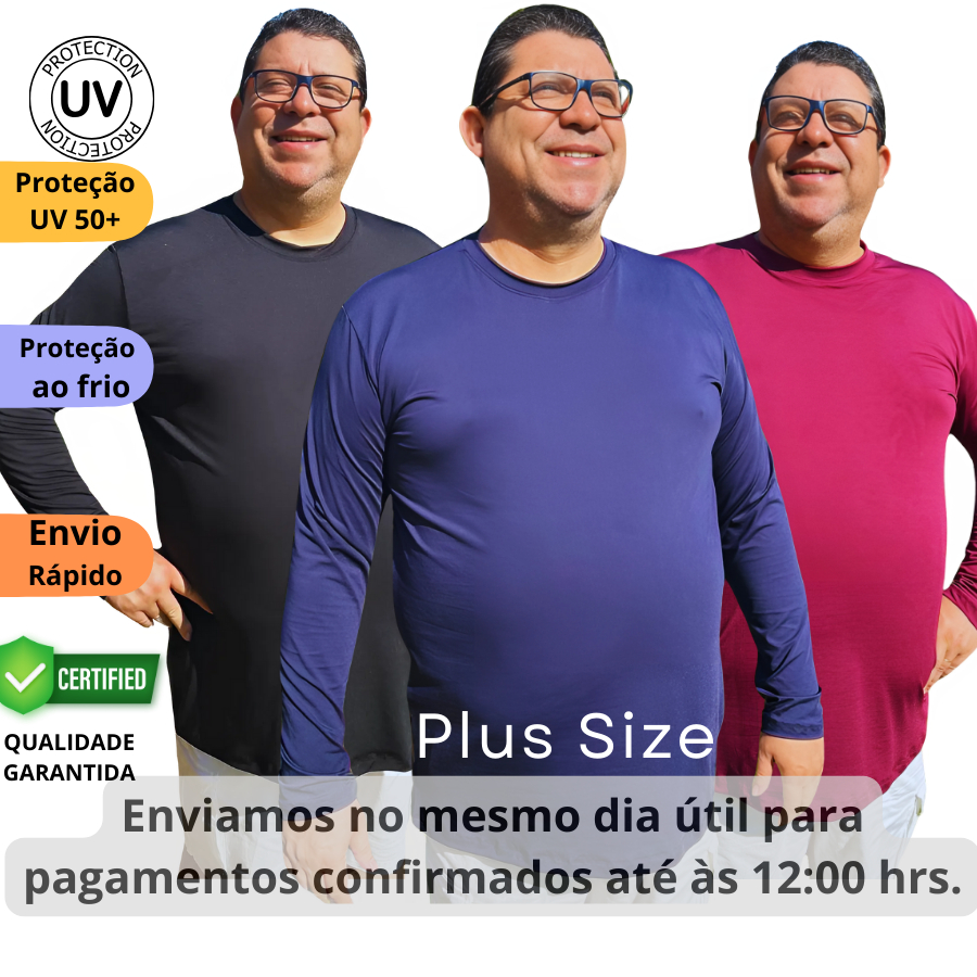 Camiseta Proteção Solar DryFit Masc Plus Size Oversized Segunda Pele Promoção G6 G5 G4 G3 G2 G1