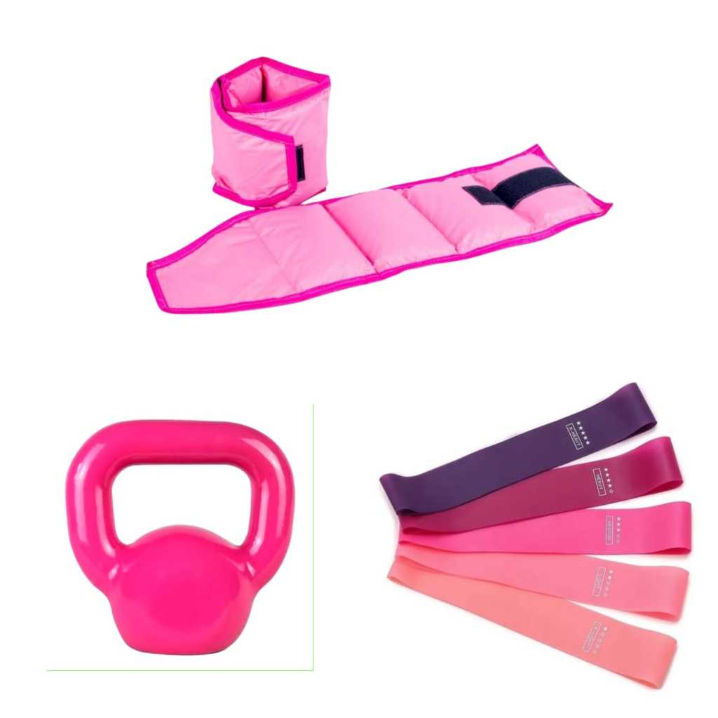 Agachamento e Swimming – Kettlebell 6kg + Caneleira 3kg + Theraband