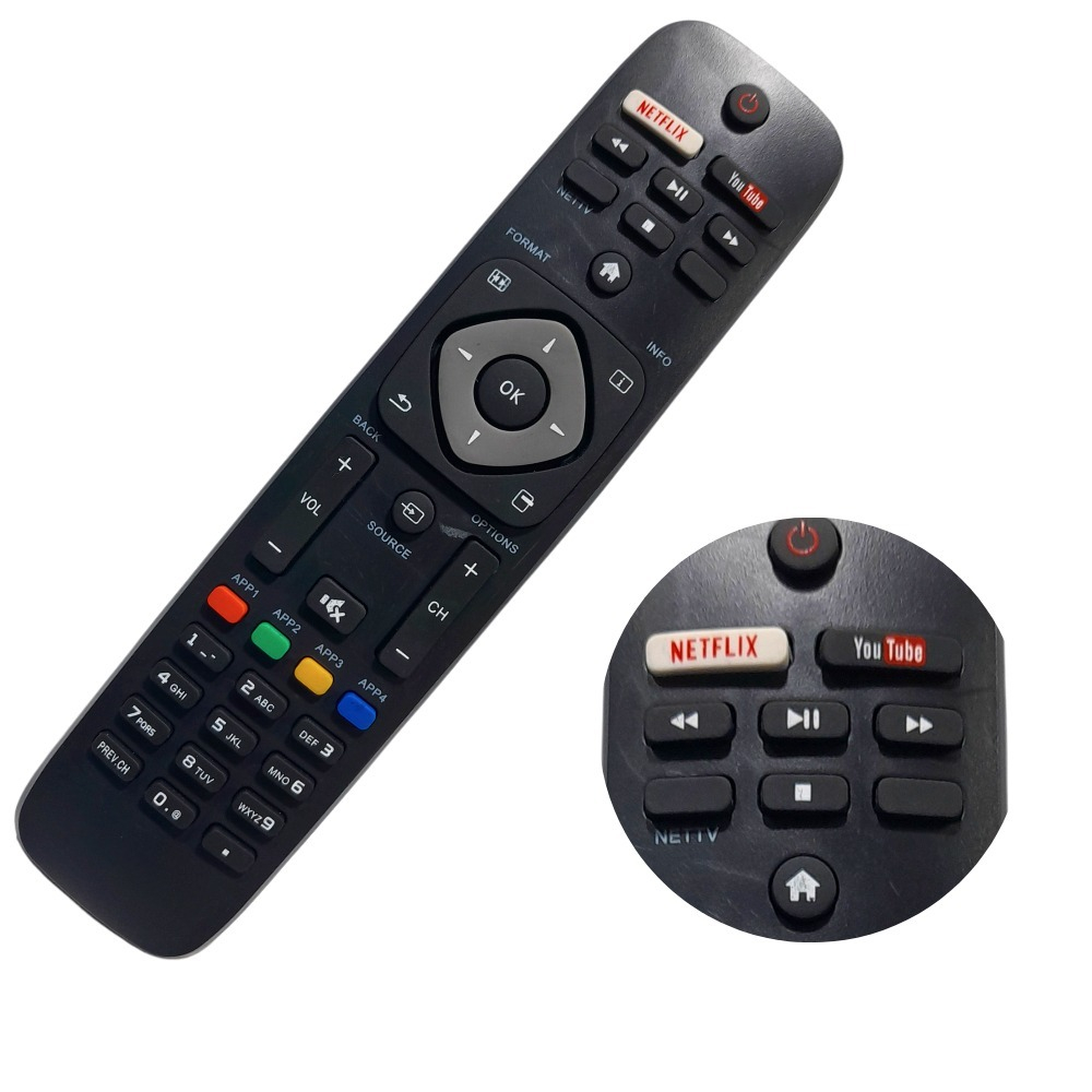 CONTROLE REMOTO PHILIPS SMART TV LED 4K NETFLIX YOUTUBE