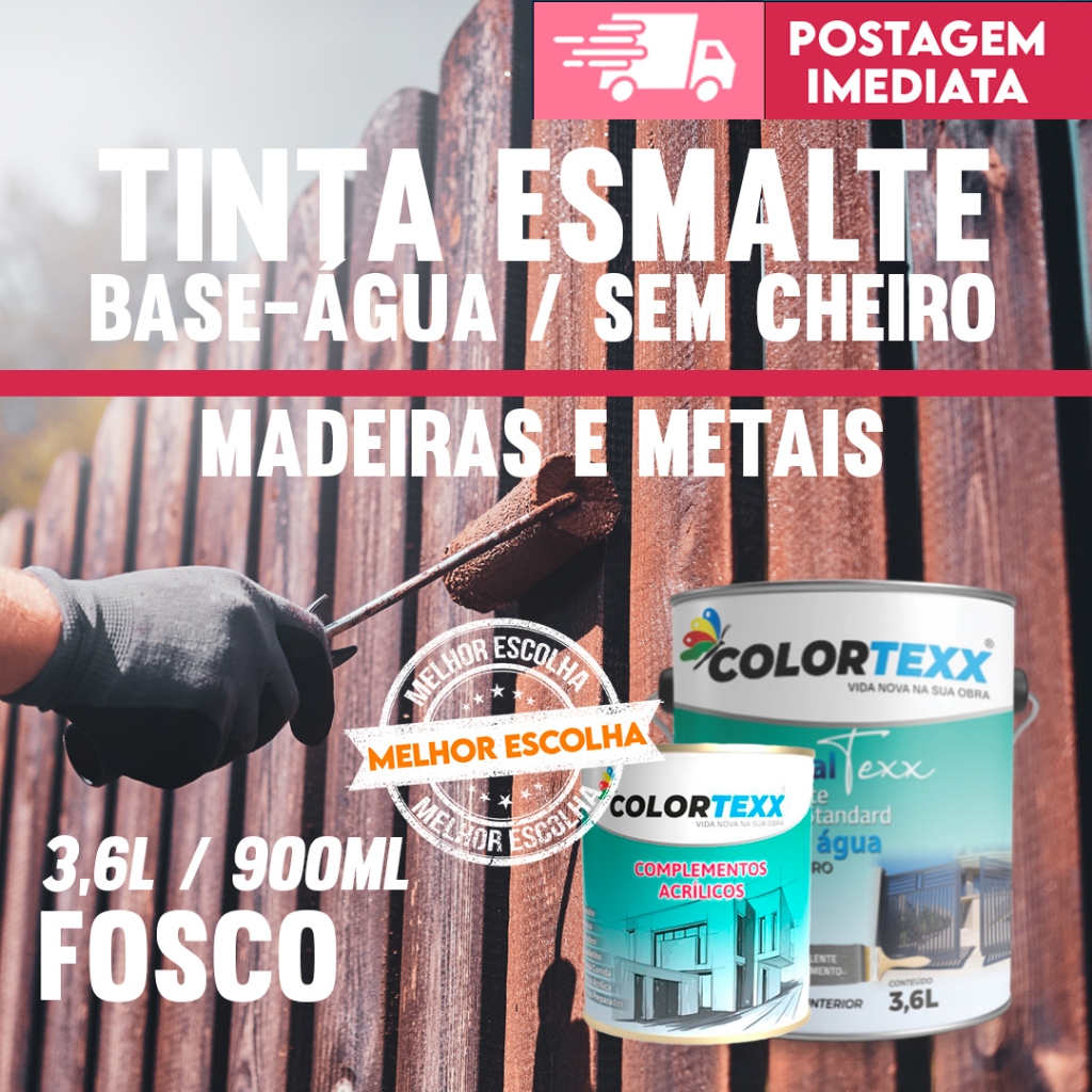 Tinta Esmalte FOSCO (Base água) 3,6L | 900ML Madeiras e metais sem cheiro Seca Rapido Colortexx em Oferta na Shopee