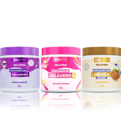 Combo de Gelatinas Capilares para Cachos Colágeno, Linhaça Dourada, Hialuronico bn.Cachos