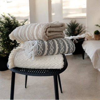 Manta de Sofá Algodão Indiana Colcha Cru Com Franjas Boho Decorativa Grande Matelassada 2,...