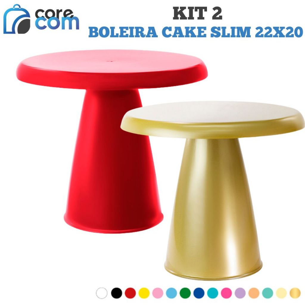 Kit 2 Boleira Cake Slim (22x20 cm) - Várias Cores