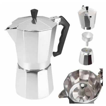 Cafeteira Italiana Alumínio 3 Xícaras Aço Decorada Top Cafeteira Rápida