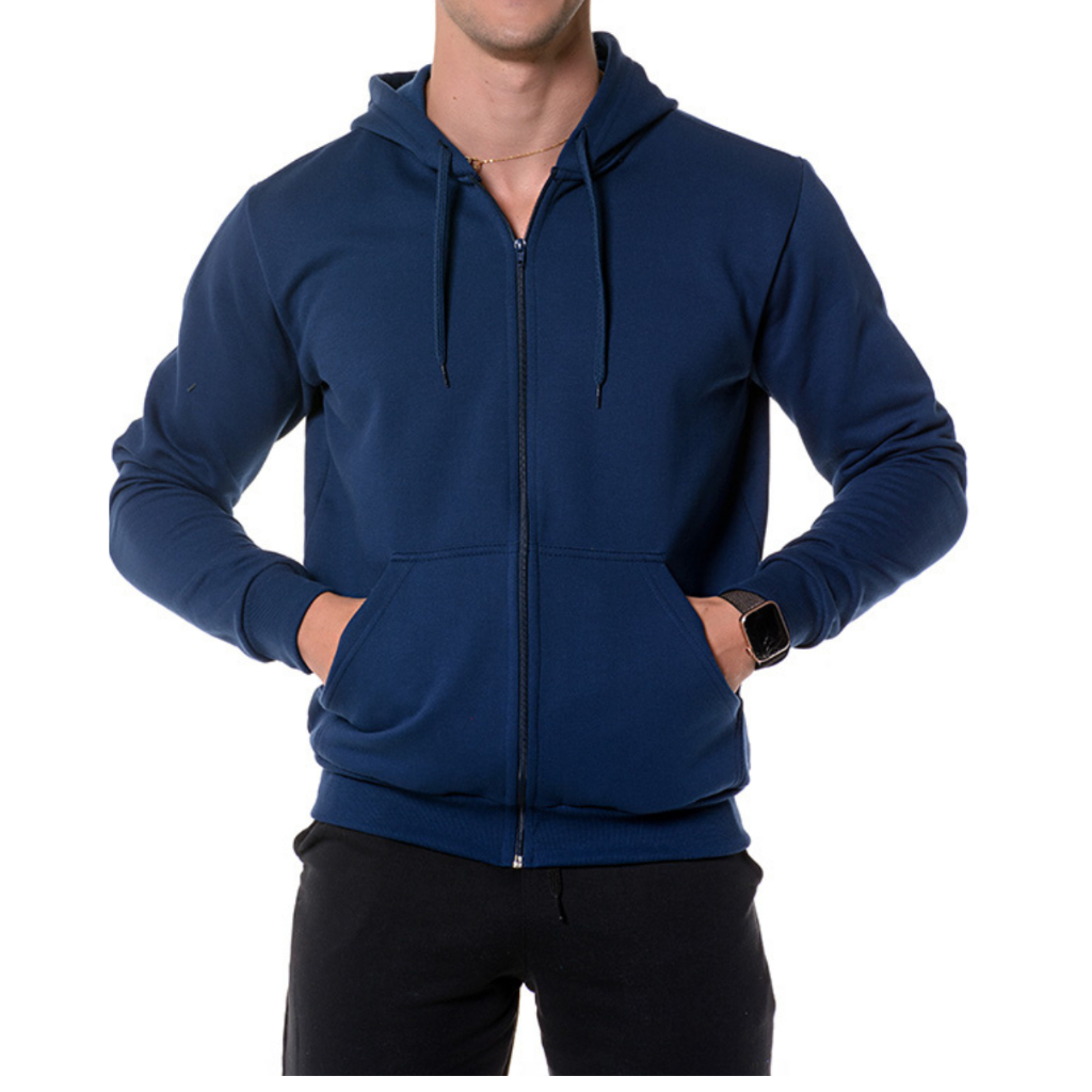 Blusa de Frio Moletom Azul Marinho Casaco Capuz e Zíper em Oferta na Shopee