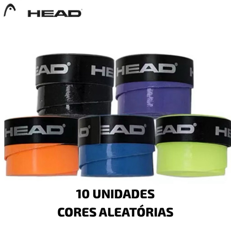 Kit 10 Overgrip HEAD - Cores Aleatória - Grip para Beach Tennis, Tênis, Padel