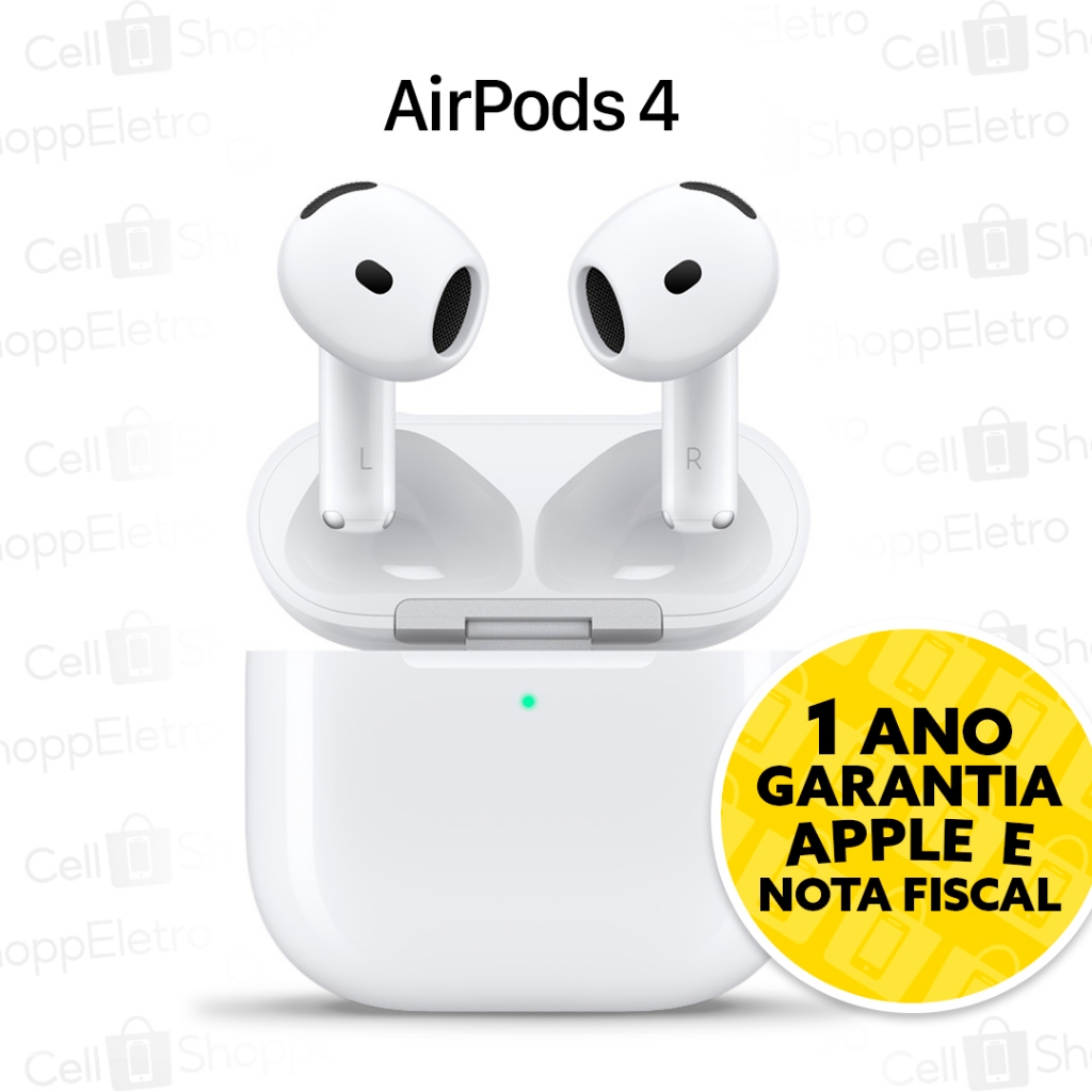 Fone de Ouvido Apple AirPods 4 Sem fio Bluetooth Cancelamento Ruído Original 1 Ano Garanti...