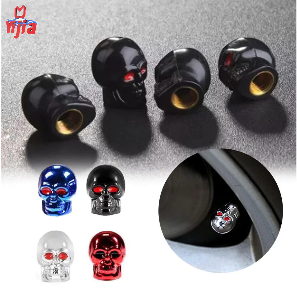 kit tampas de válvula pneu bico para pneu de carro moto bicicleta pito de caveira metal alumínio