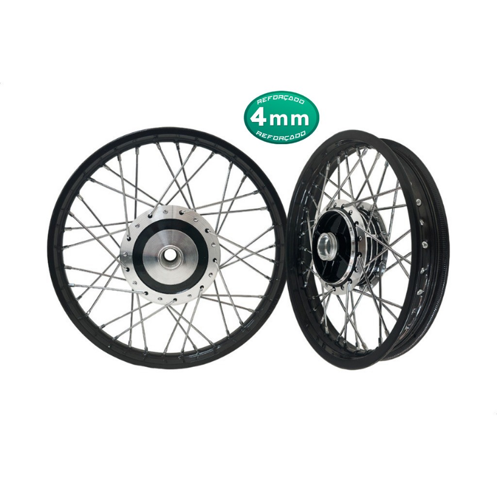 Par De Rodas Jante Pretas Tambor Fan Titan 150 / 160 / Start Cubo Diamantado