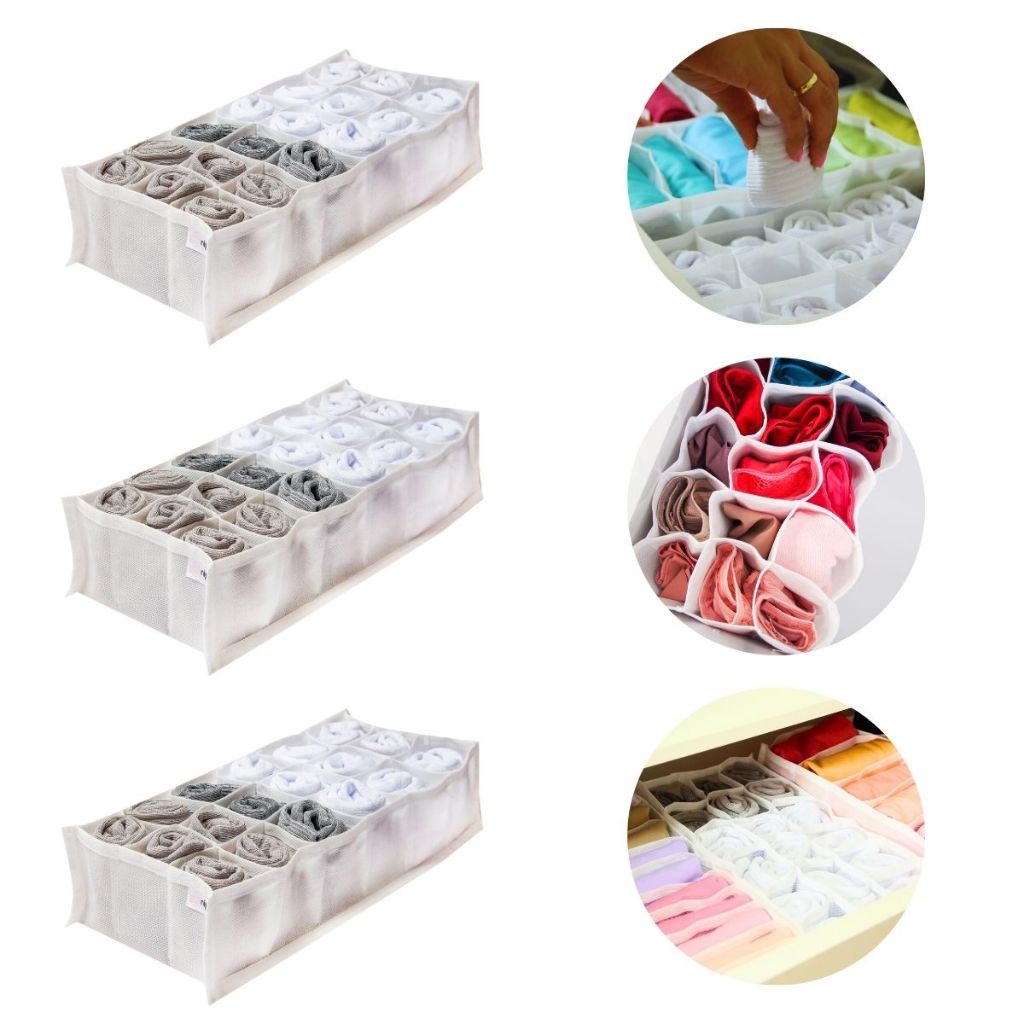 KIT com 3 colmeias organizadoras para 54 calcinhas e meias