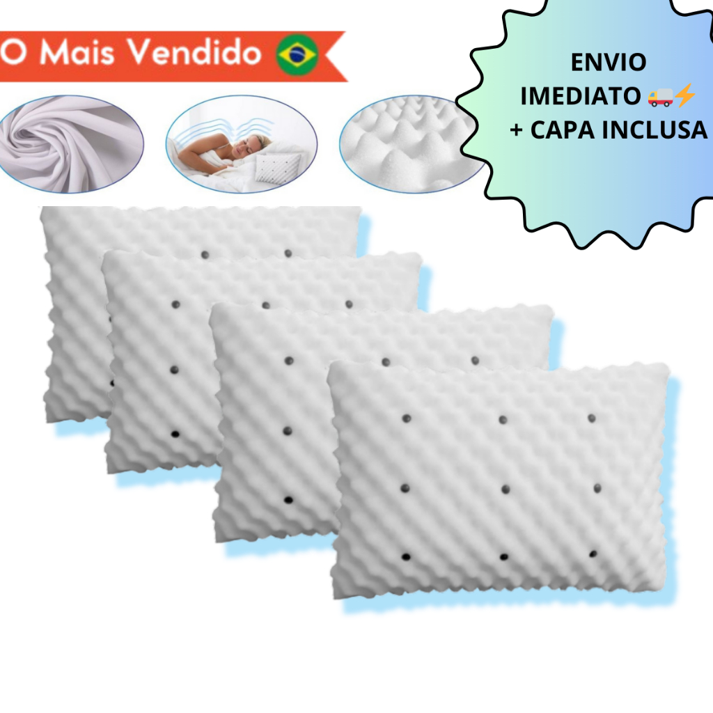 Kit Travesseiro Magnético ALTO ORTOPEDICO Massageador Confortável Terapeutico Luxo