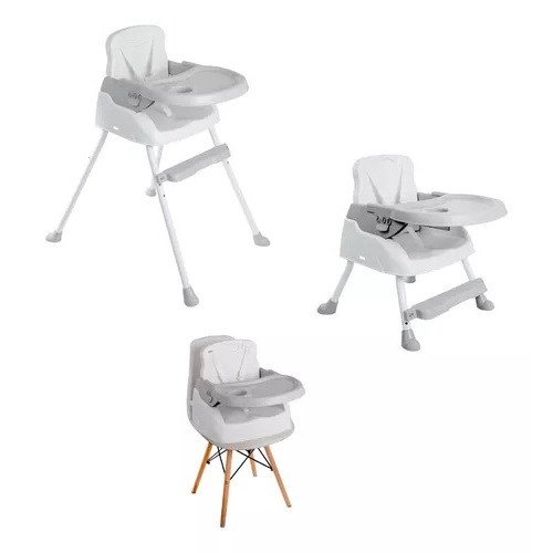 Cadeirão De Alimentação Bebê Portátil 3 em1 Styll Baby Segura Cinza