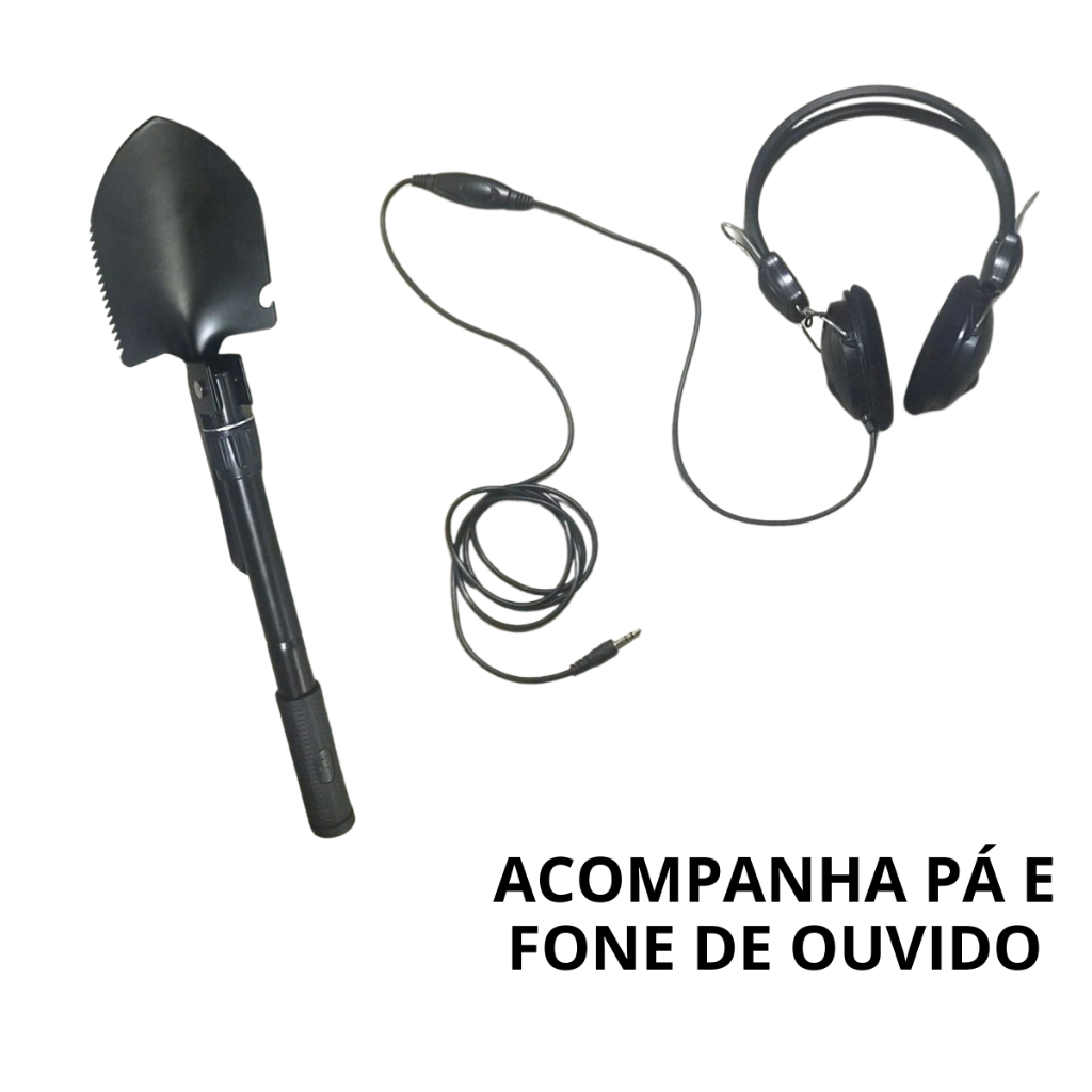 Detalhes do Detector de Metais Importway, Kit com Fone de Ouvido e Pá, para Ouro, Prata e Bronze