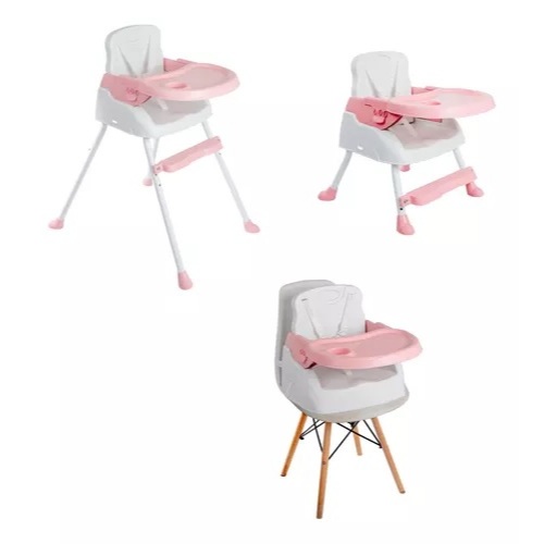 Cadeirão De Alimentação Bebê Portátil 3 em1 Styll Baby Segura Rosa