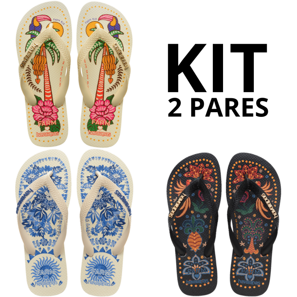 Kit 2 Pares Chinelo Havaianas Farm Tropical Vibes Promoção