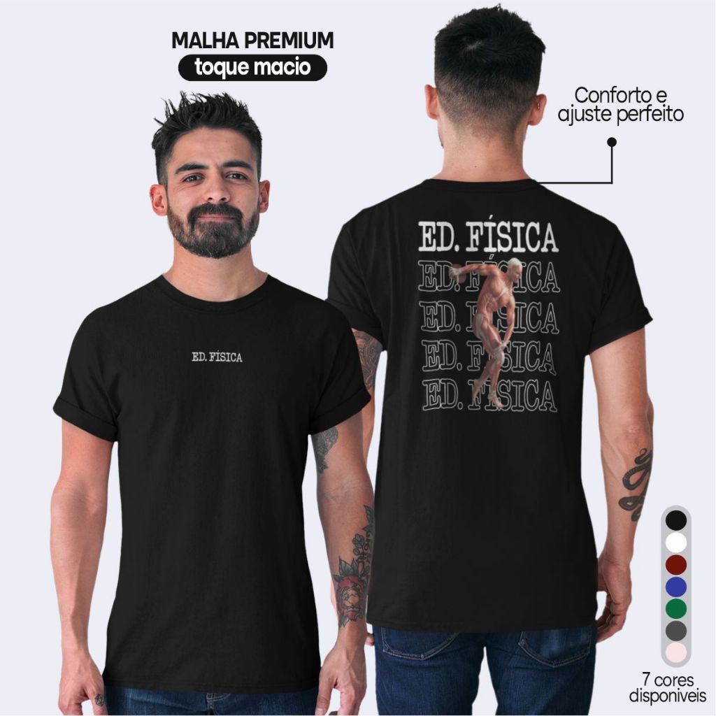 Camiseta Educação Fisica Camisa Curso Educação Fisica 100% Algodão Varias Cores Pronta Entrega