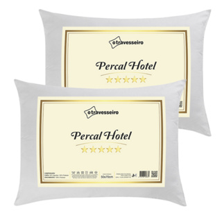 Kit 2 Travesseiro Luxo Percal Hotel 100% Fibra Siliconada Toque macio Lavável em Oferta na Shopee