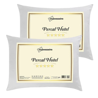 Kit 2 Travesseiro Luxo Percal Hotel 100% Fibra Siliconada Toque macio Lavável