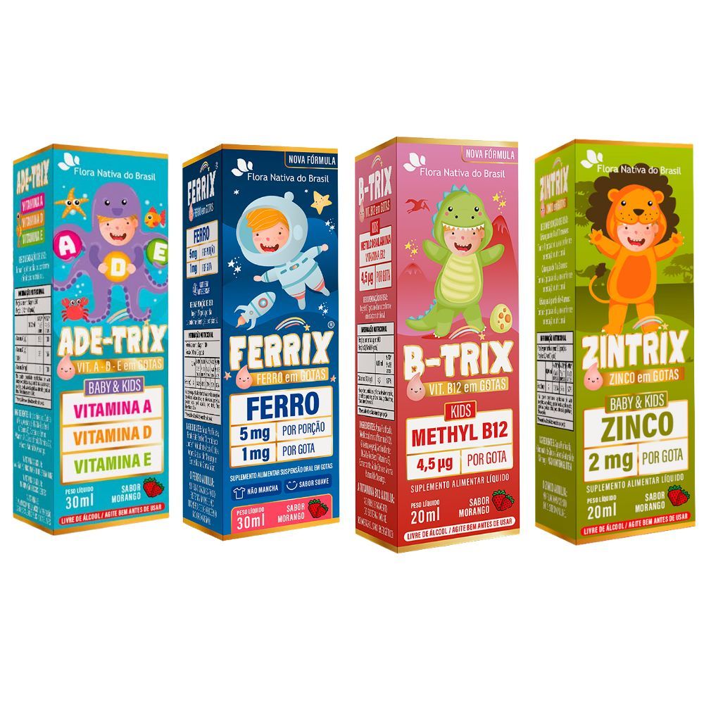 ADE -Trix + Ferrix + B- Trix + Zintrix - Flora Nativa em Oferta na Shopee