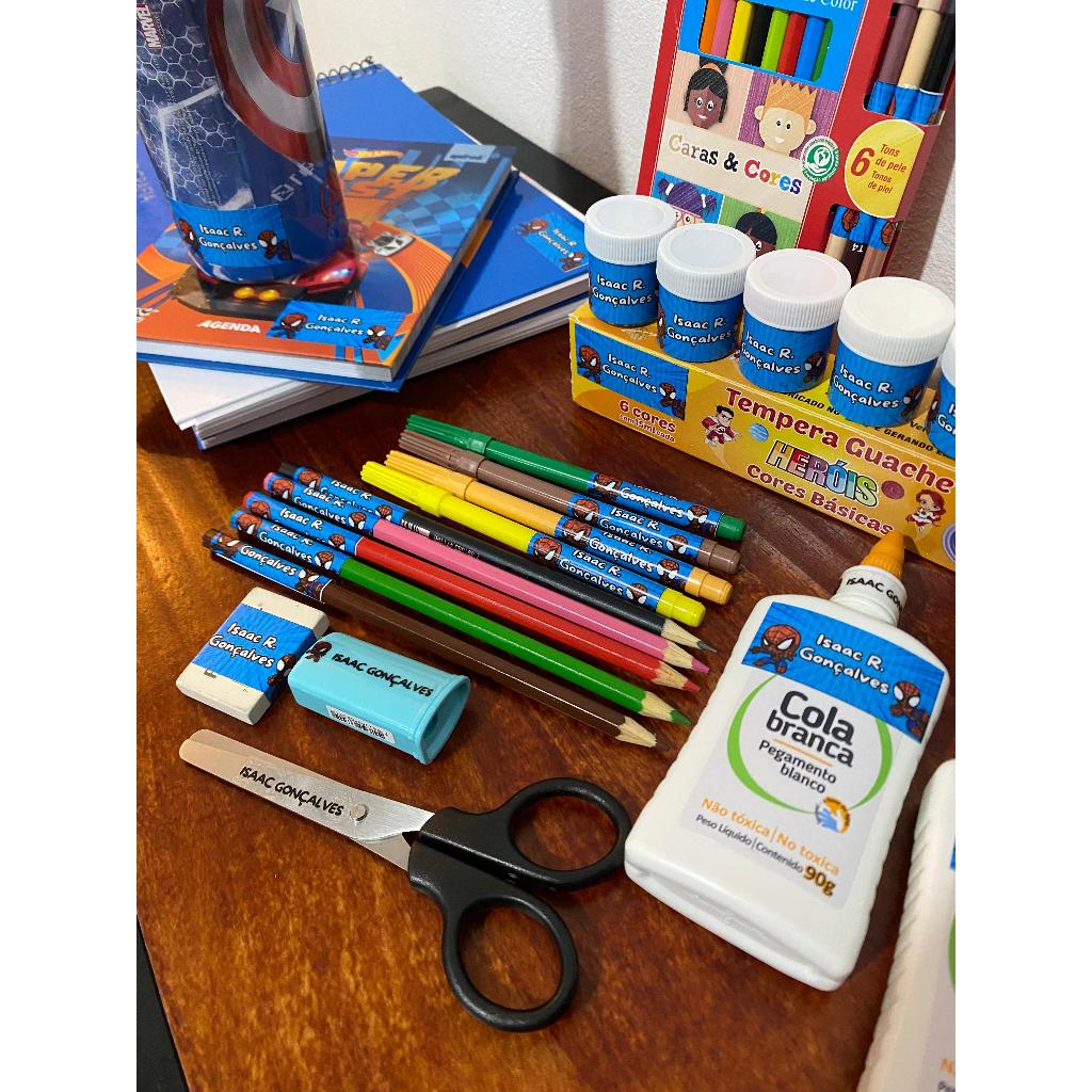 200+ Etiquetas Adesivas Escolares em Vinil à Prova D'água 5x2,5cm - cadernos, lápis, material escolar