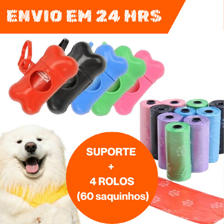 Kit Cata Caca Pet Saquinhos Higiênicos Suporte + 4 Rolos em Oferta na Shopee