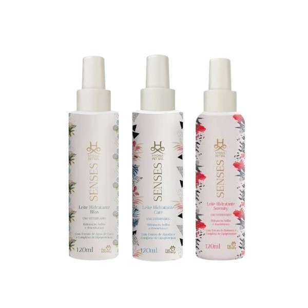 Kit 3 Leite Hidratante Hydra Pet SPA Senses Para Cães e Gatos