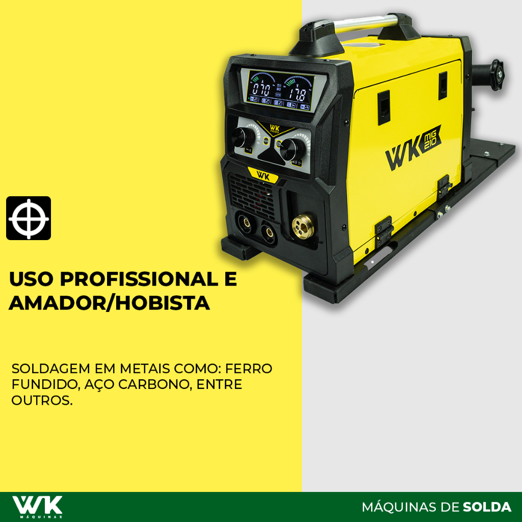 Detalhes do Máquina De Solda Multi Mig 210 WK 220v TIG Lift MMA Suporte Arame 18kg Pró Euro