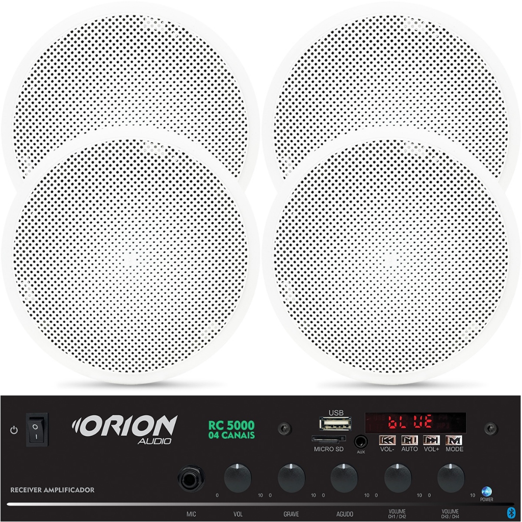 Kit Som Residencial 300w Bluetooth + 4 Caixas Gesso Acustica em Oferta na Shopee