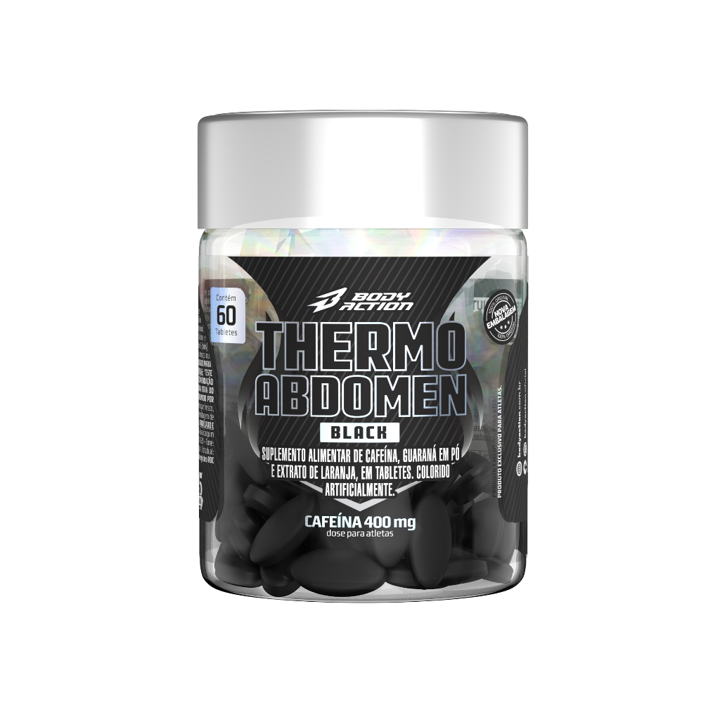 Thermo Abdomen Black 400mg Cafeína Dose 60 Comp - Bodyaction - Health