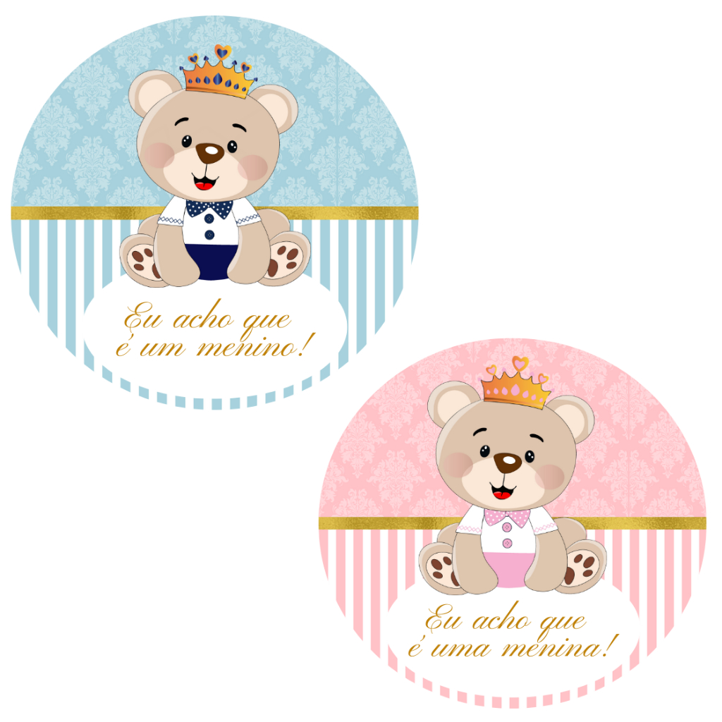 Kit 150 Adesivos selo Chá Revelação Menina ou Menino Eu Acho decoração festa chá de bebe