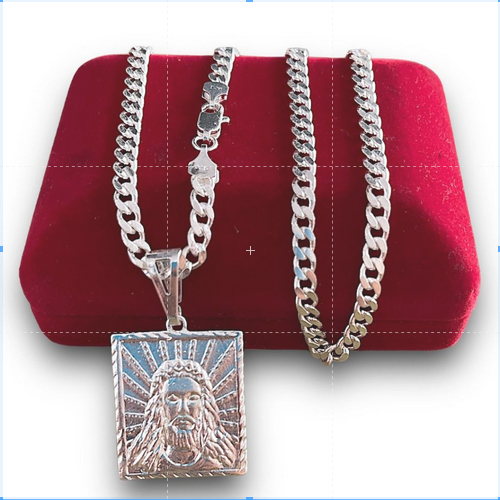 Cordão Corrente Grumet 4 mm Prata 925 Antialérgico Masculino - 70 cm Placa Jesus em Oferta na Shopee