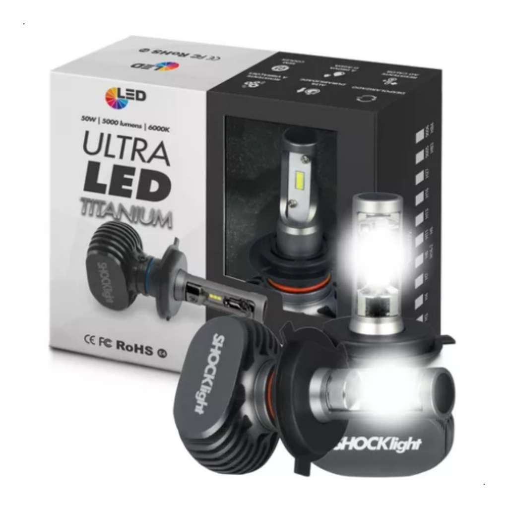 Kit Lâmpada Ultra LED Titanium Shocklight 10.000 Lumens Super Branca 12V 24V - Spare Parts and Accessories for Vehicles