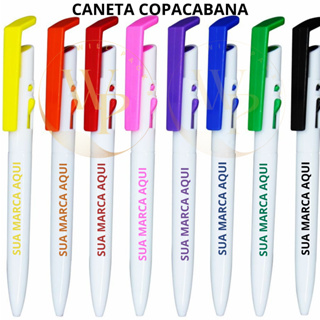 100 Canetas Personalizadas Copacabana Diversas Cores em Oferta na Shopee