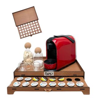 Bandeja Três Corações Gaveta Embutida Capsula Apoio Cafeteira para Servir Organizar Cantinho do Cafe em Oferta na Shopee