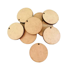 Kit Com 50 Bolachas 5 Cm Com 1 Furo Mdf Crú Círculo Aplique