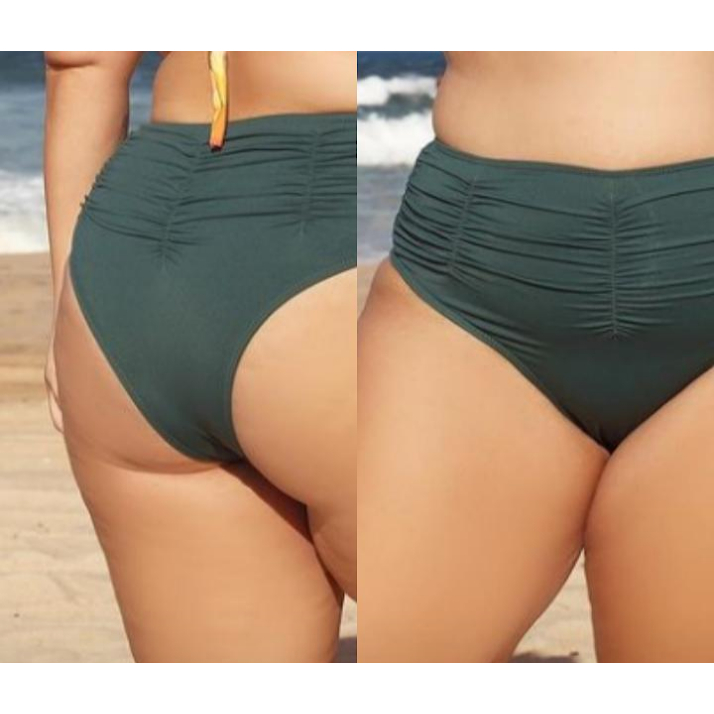 Biquini Calcinha cintura Alta Drapeada hot pant Plus size Confortável Avulsa