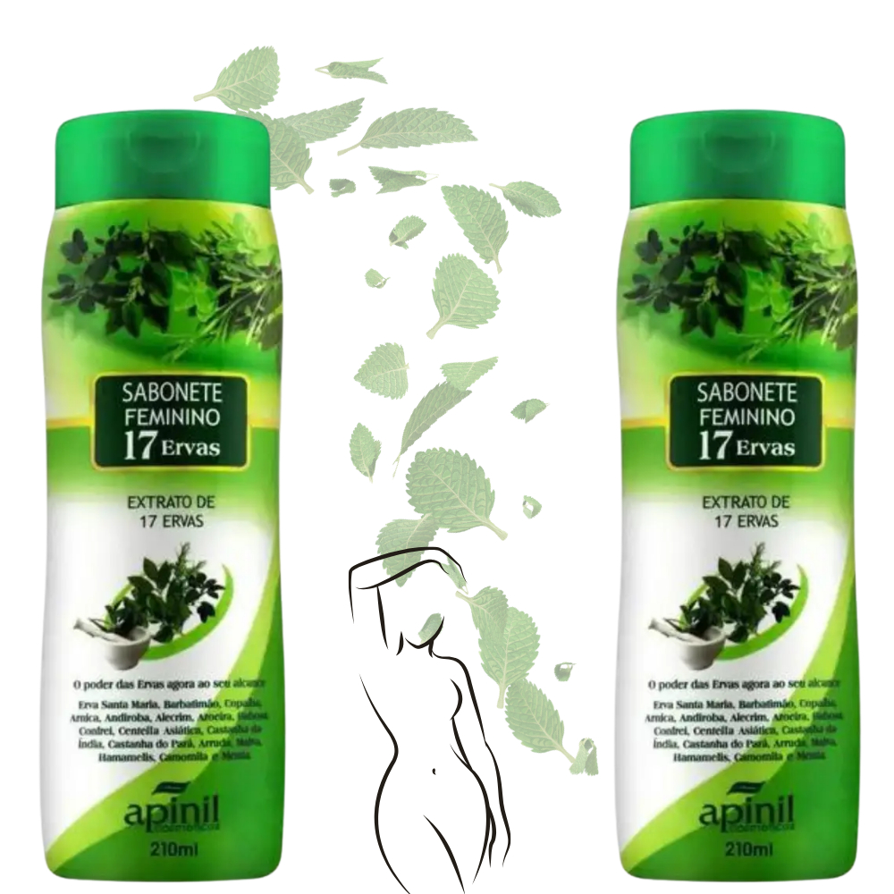 Kit 2 Sabonetes Feminino Íntimo 17 Ervas Delicado Redutor de Odores 210ML de Proteção Original