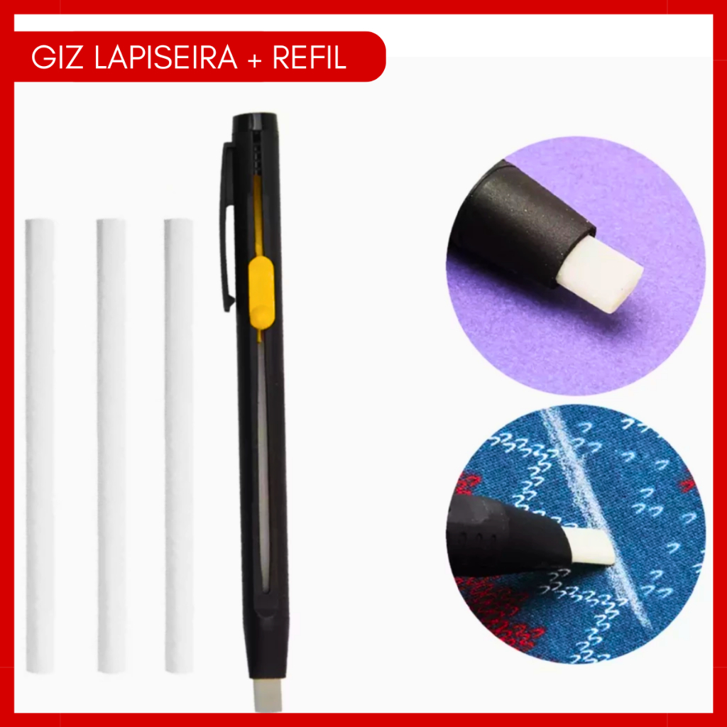 Giz Lapiseira Panda Mágico Marcar Tecido Patchwork + 3 Refis