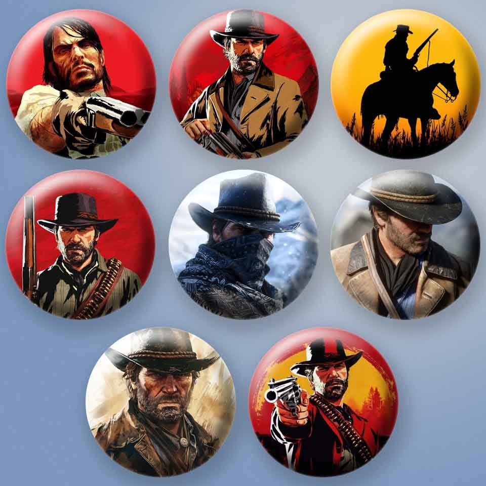 Bottom: Red Dead Redemption (Arthur Morgan) (video game) (gamer) (Broche Alfinete)
