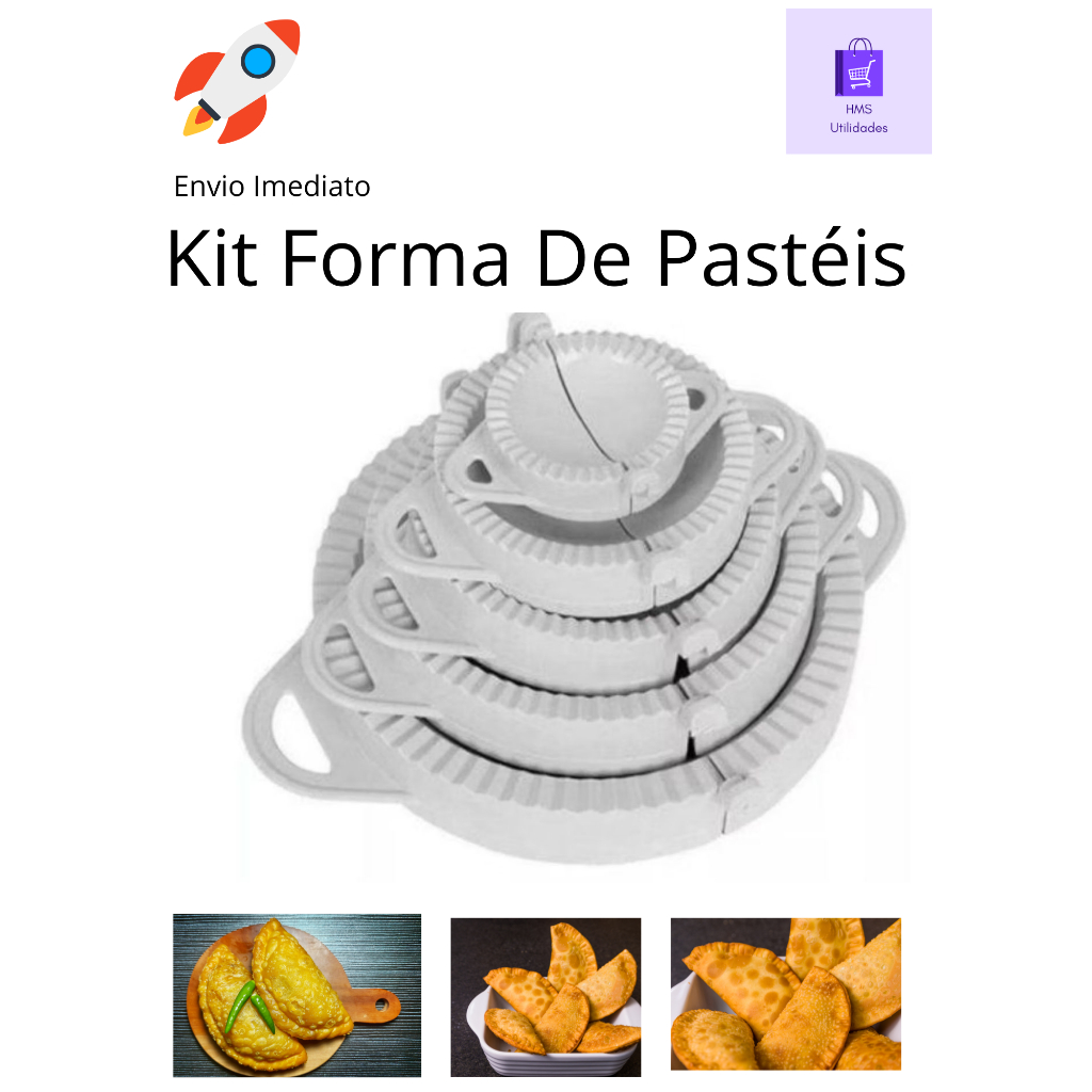 Kit Formas Molde Pastel Salgados Risole Massas Fábrica De Pastel 4 formas Modelador De Salgados