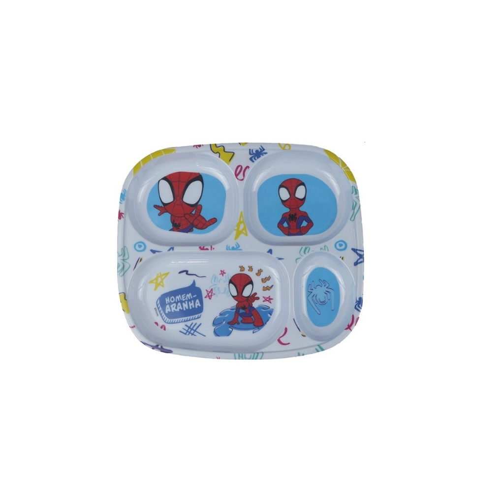 Prato Divisória Infantil Spider Man Melamine 24,5cm